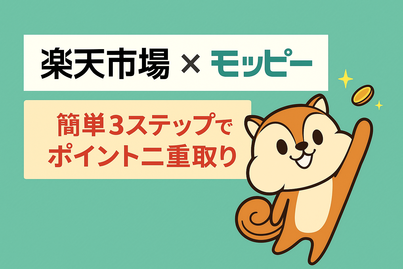 楽天市場とモッピーを使って簡単3ステップでポイントを二重取りする方法を紹介するアイキャッチ画像